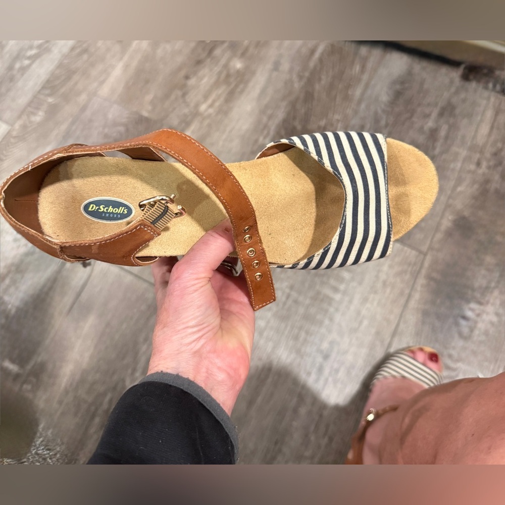 Dr. Scholl's Navy/Cream Striped Sandals